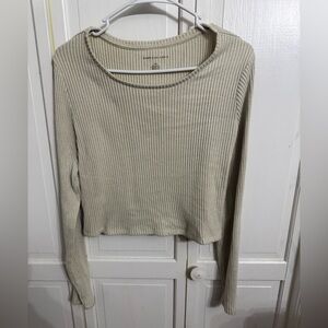 American Eagle Outfitters Beige Ribbed Top